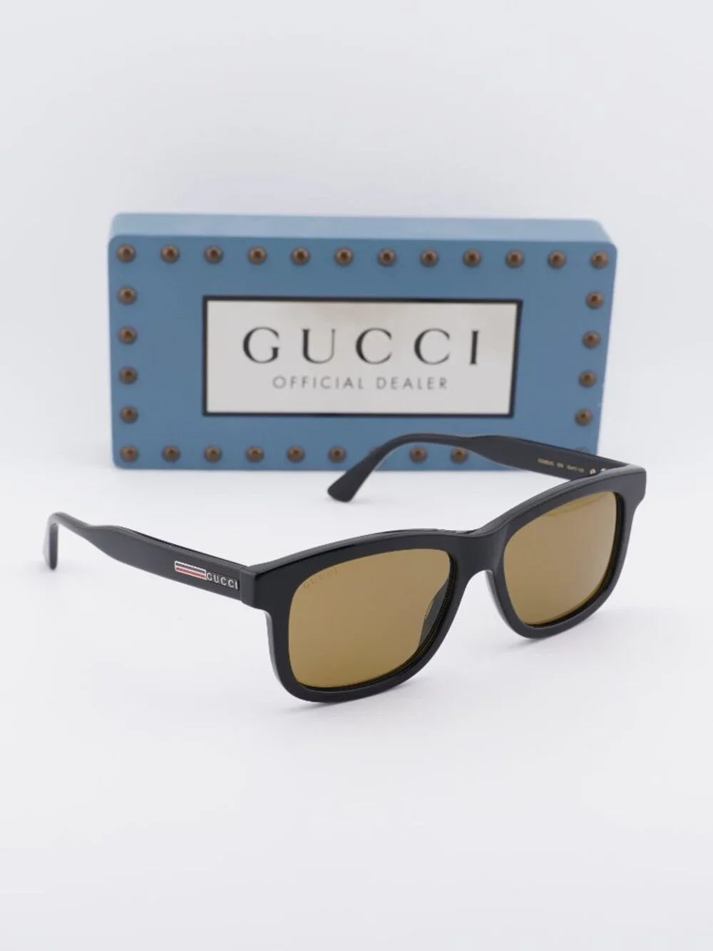 Gucci GG0824S 006 Men Rectangle Sunglasses - Black / Brown